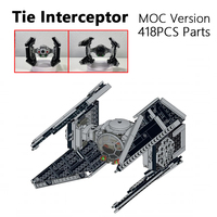 418Pcs TIE Interceptors Defender MOC Building Blocks Imperial Fleet Emperor Royal Guard Fighters DIY Brick Space Collection Toys