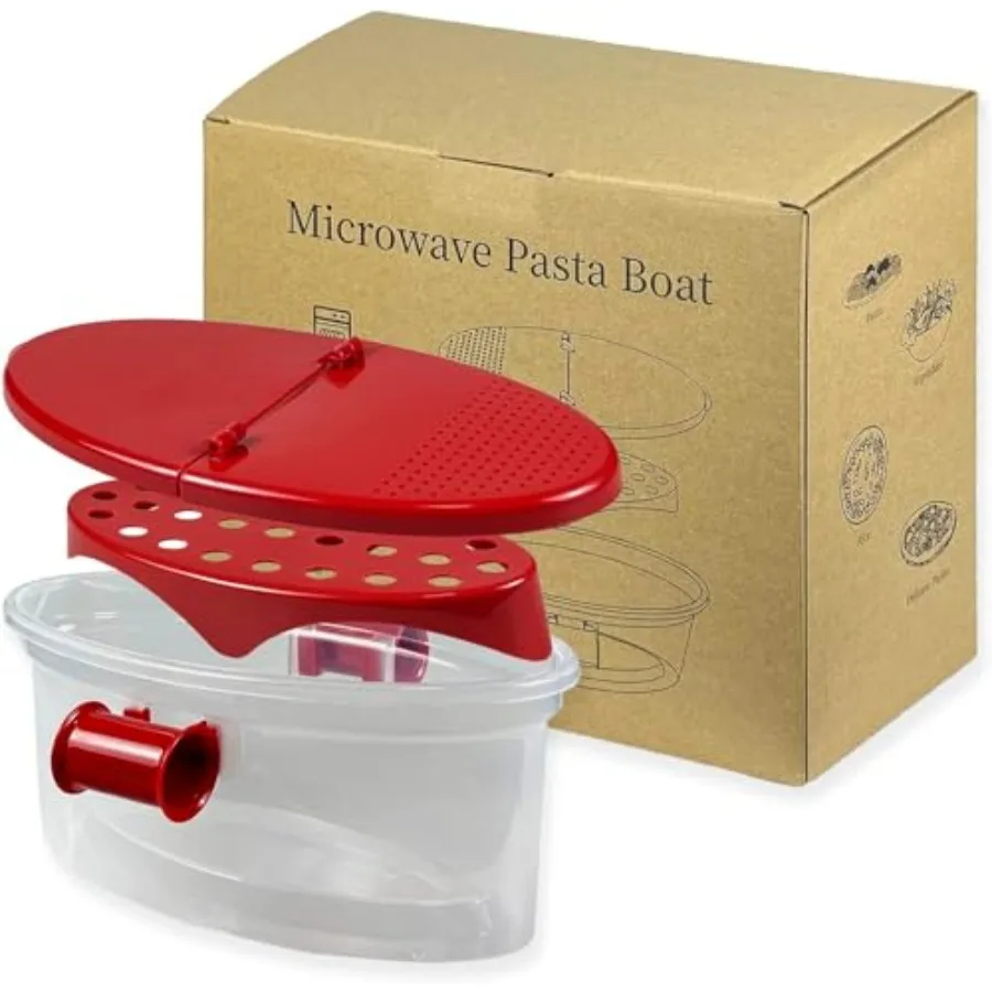 

Microwave Pasta Boat with Strainer Cooker for Rice Vegetables Chicken