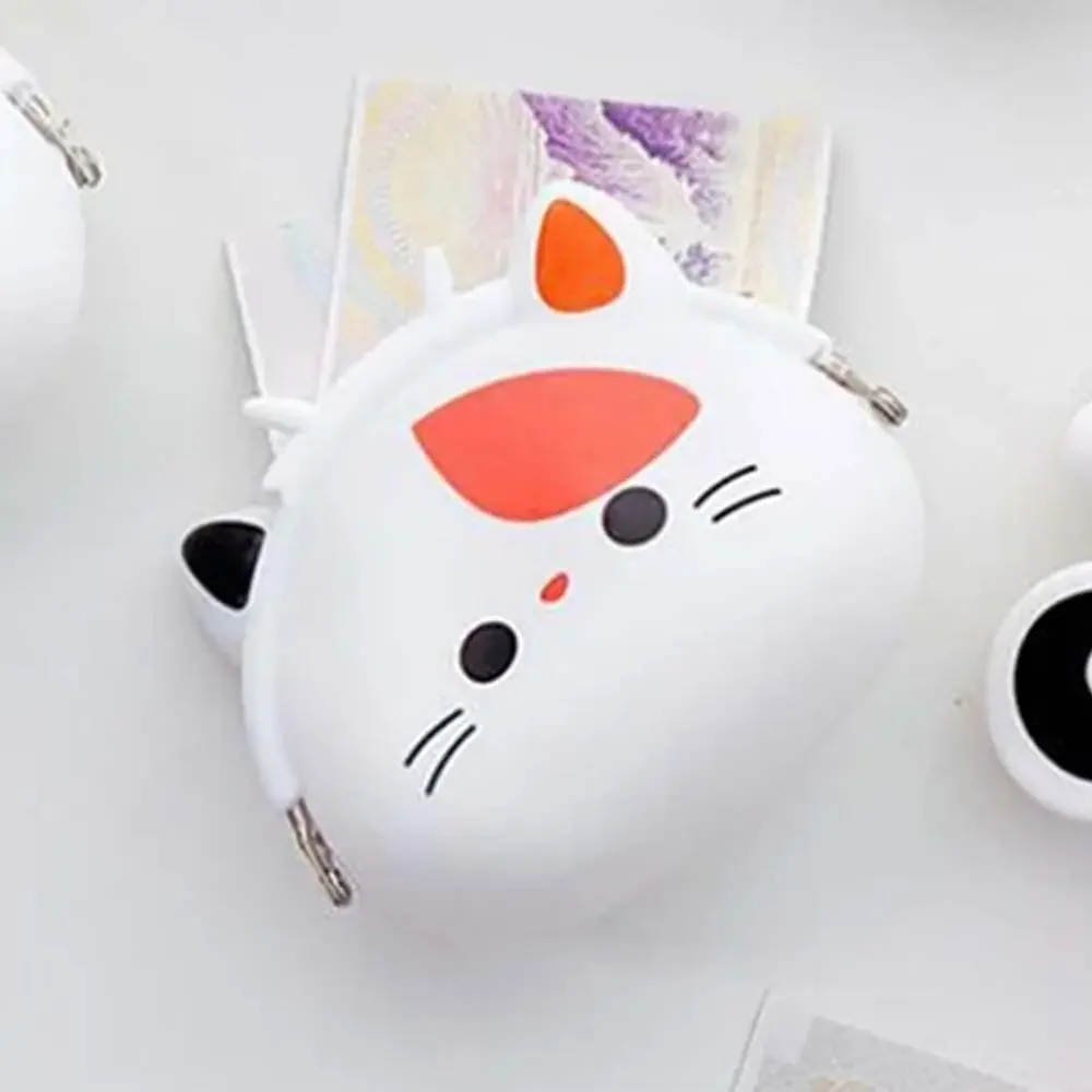 Solid Color Cartoon Silicone Coin Purse INS Mini Small Animal Wallet Portable Waterproof Data Cable Storage Bag Gift