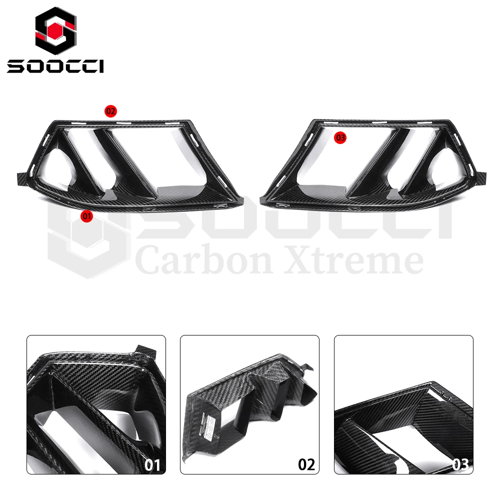 R44 Style Dry Carbon Fiber Dual Fin Ducts for BMW G80 M3 G8X G82 G83 M4 Competition Front Bumper Air Vent Cover Trim Air Intake