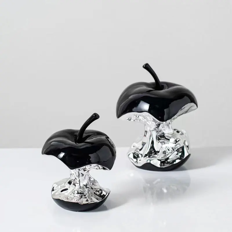 Electroplating Art Resin Carving Apples, Pear Statues, Living Room Decoration, Fruit Model Sculpture Crafts, Home Decoration