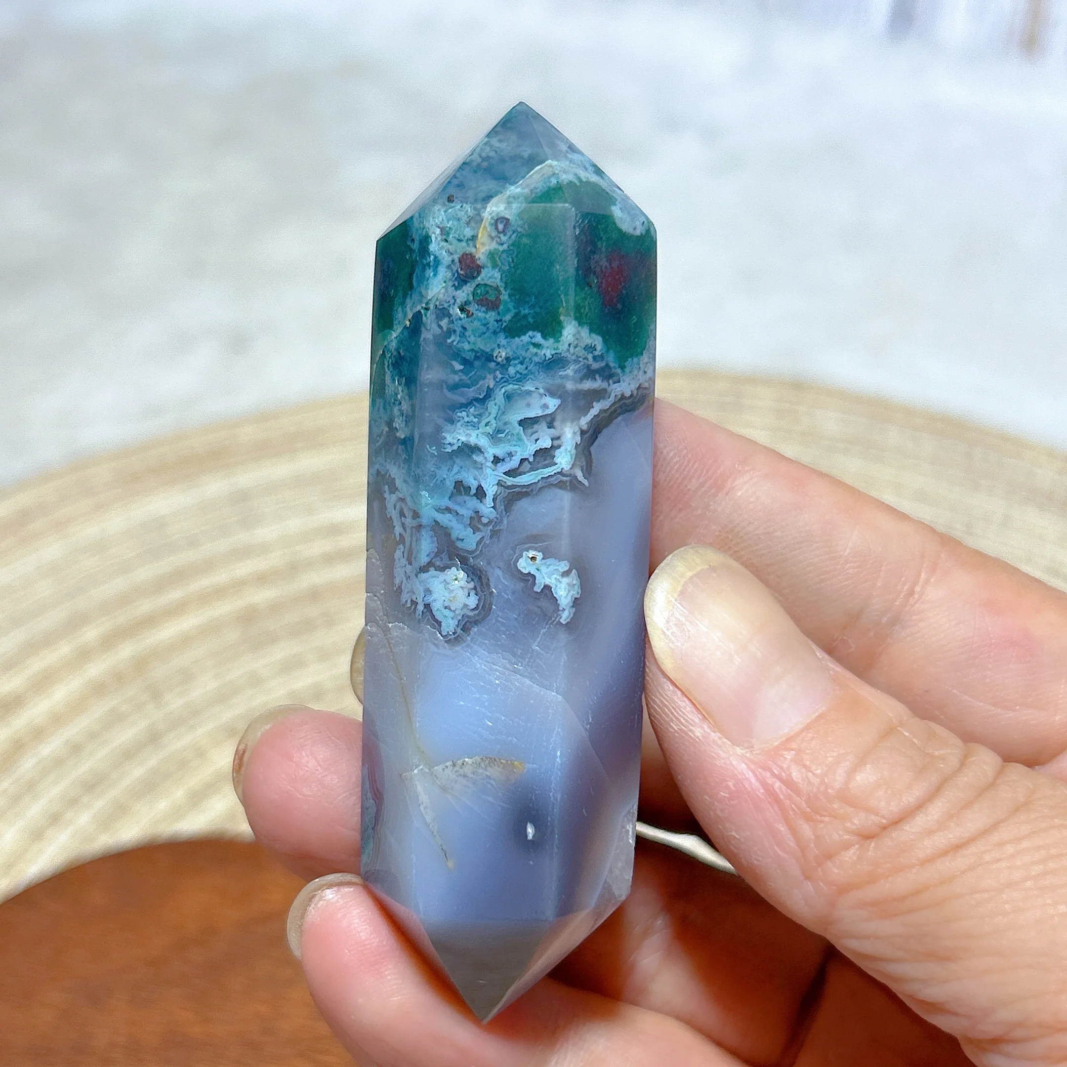 Natural Crystal Ocean Jasper Double Point Tower Healing Gemstones Reiki Mineral Energy Home