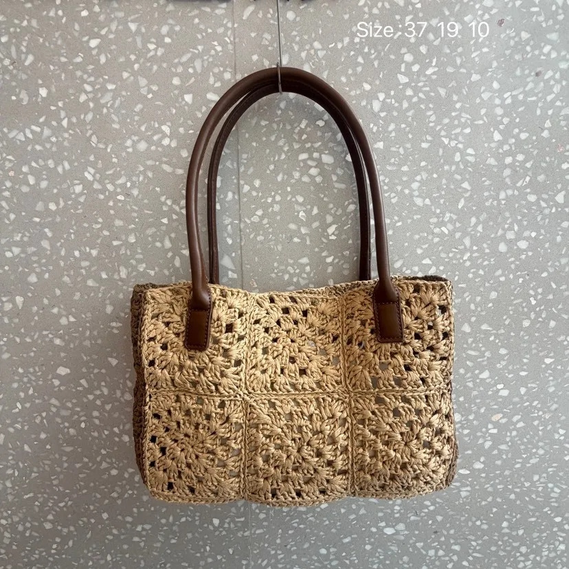 

Designer Casual Rattan Wicker Tote Bag Large Capacity Woven Women's Summer Beach Straw Handbag Lady Travel Basket