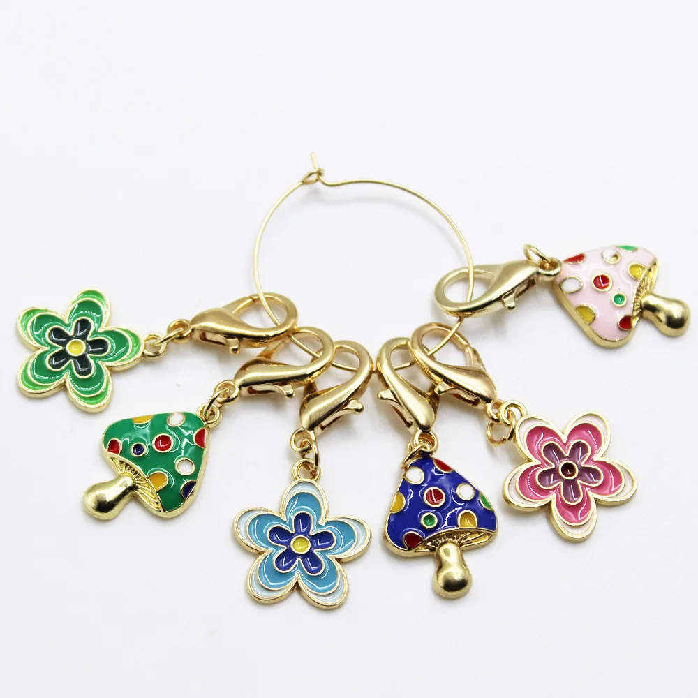 

Cute Animal & Plant Enamel Alloy Stitch Markers - DIY Jewelry Keychains with Large Lobster Clasps (Keychain Charms)