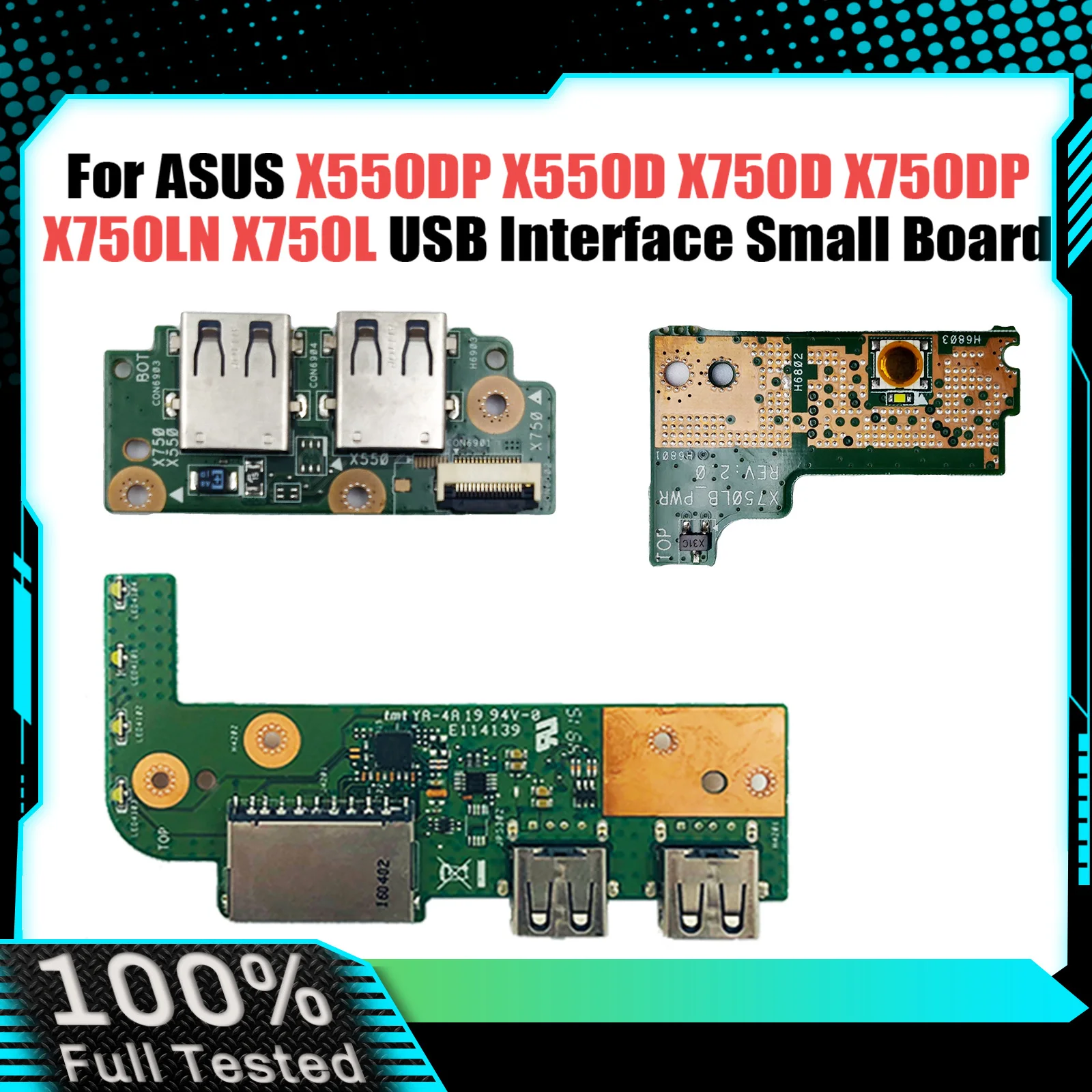 For ASUS X550DP X550D X750D X750DP X750LN X750L X756U X756UX X756UA USB interface small board tested good