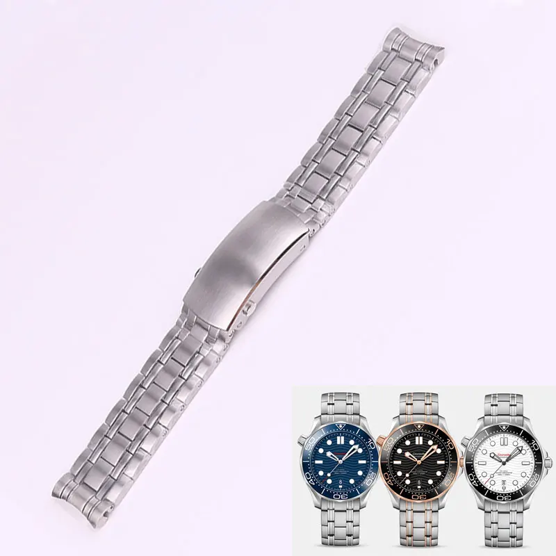 XIANERSHANG Top 300 Original Style Watchbands 20MM Folding Buckle Watch Band Curved 316L Stainless Steel Strap Watch Accessories