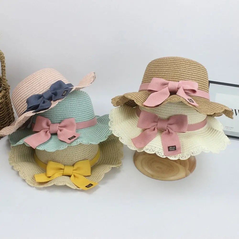 

2-8 Years Kids Sun Hat Girls Summer New Straw Bag Cap Set Baby Travel Sun Protection Beach Hats Sun Fisherman Hat for Child