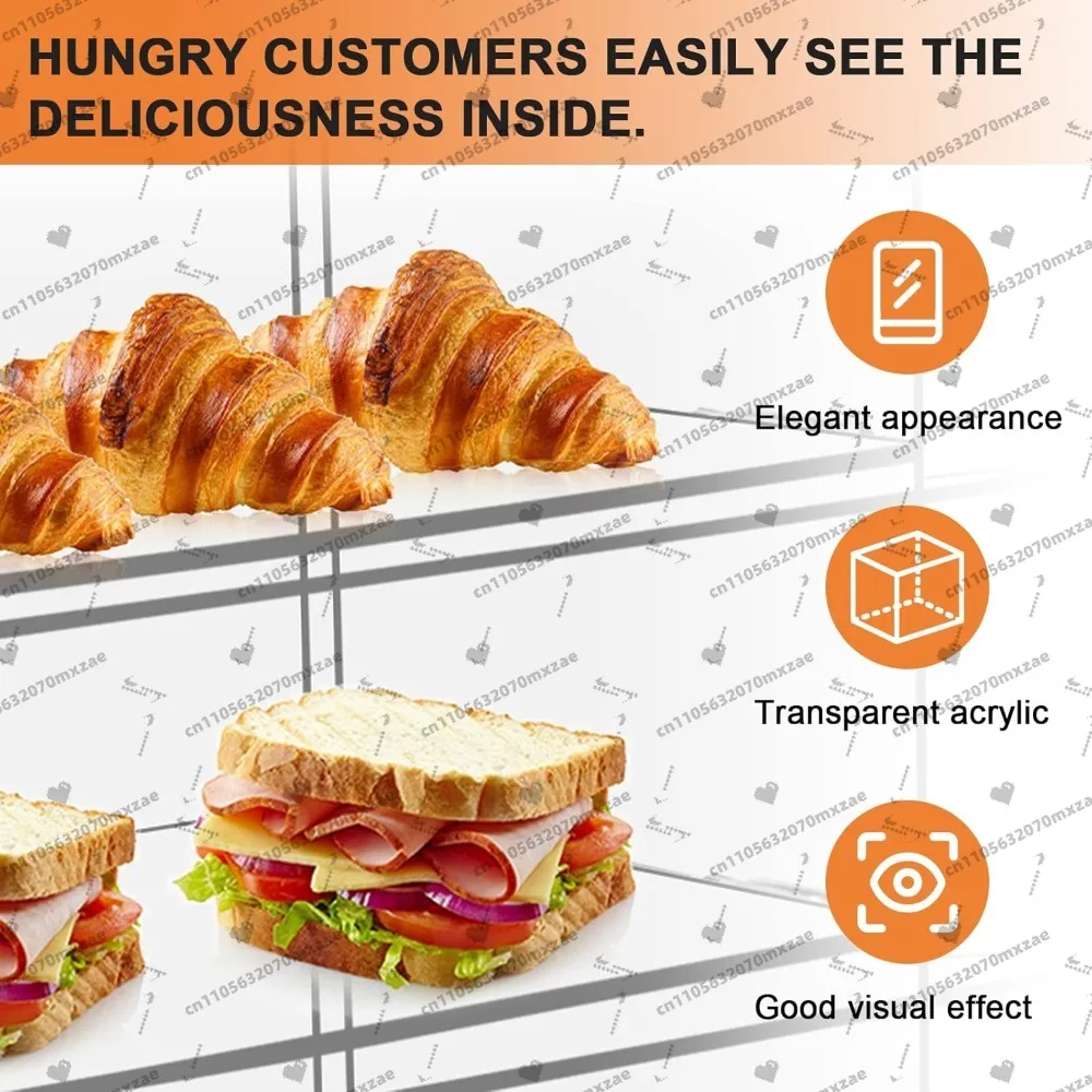 Clear Acrylic Display Case 4 Layer, Commercial Countertop Pastry Stand for Donut Cookie Bakery Dessert
