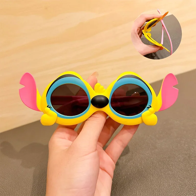 New Stitch Children\'s Sunglasses Anime Stitch Stereo Ears Silicone Sunshade Glasses High Quality Kids Polarized Sunglasses Gift