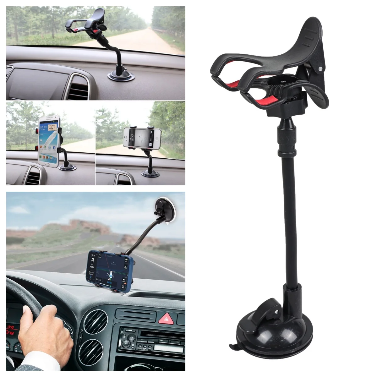 Car Phone Holder Mount Cell Phone Stand Windshield 360 Rotation For iPhone 15 14 13 12 11 Pro Max XS X XR 8 SE/Samsung Galaxy