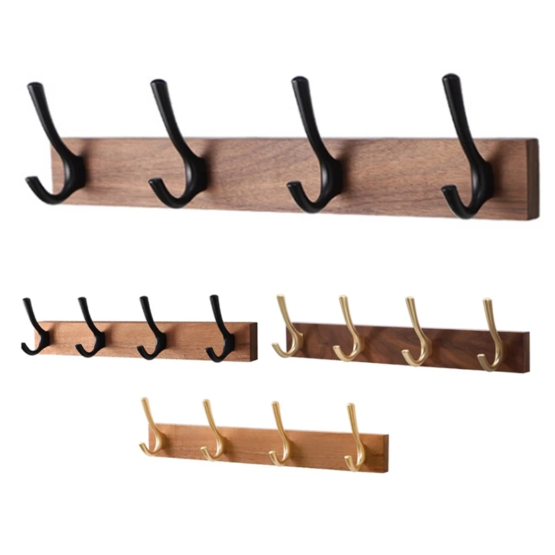 Wooden Coat Hooks American Country Four-Hook Door Rear Hook Tow Hooks Perforated Solid Wood Coat Hooks On The Wall