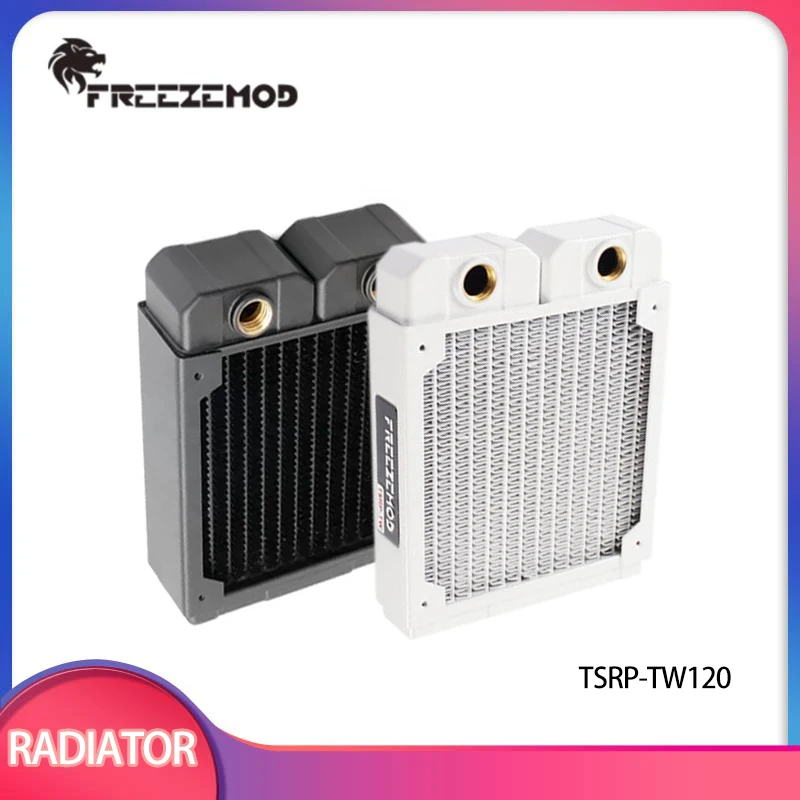 

FREEZEMOD 120mm Black White Copper Radiator G1/4 Thread PC Water Cooler Copper Liquid Cooling Suitable for 2 Fans TSRP-TW-120
