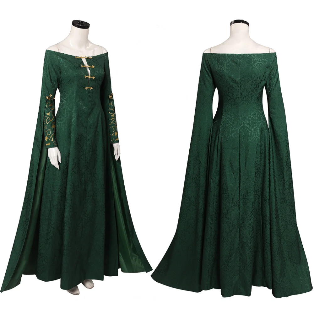 Young Alicent Cosplay Fantasy Dark Green Dress TV Dragon One Family Disguise Women Roleplay Fantasia Outfits Female Halloween