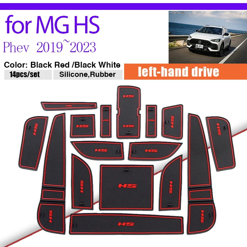 Rubber Door Groove Mat for MG HS AS23 MGHS Plug-in Ehs Phev 2019~2023 Slot Anti-slip Cup Cushion Coaster Pad Sticker Accessories