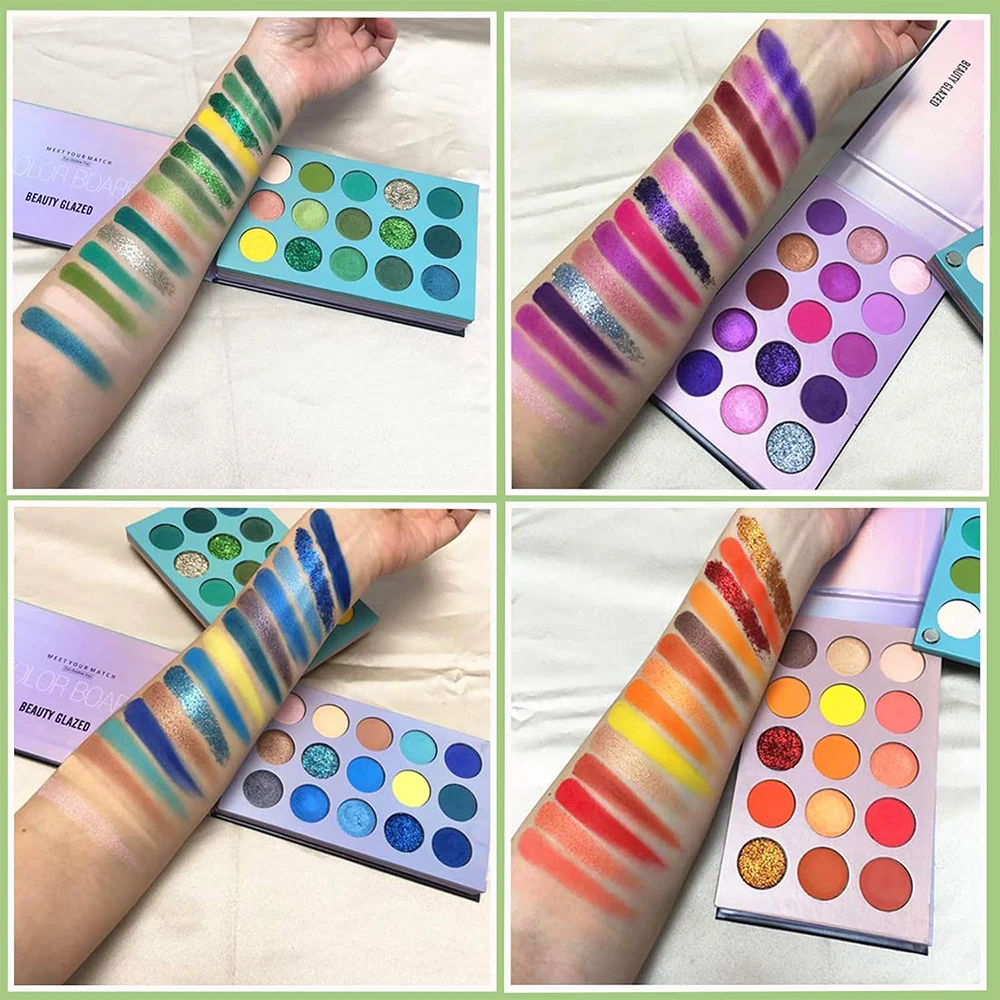 60 Color Eyeshadow Palette Highly Pigmented Eye Shadow Matte Shimmer Makeup Pallet Long Lasting Green Purple Yellow Eye Cosmetic