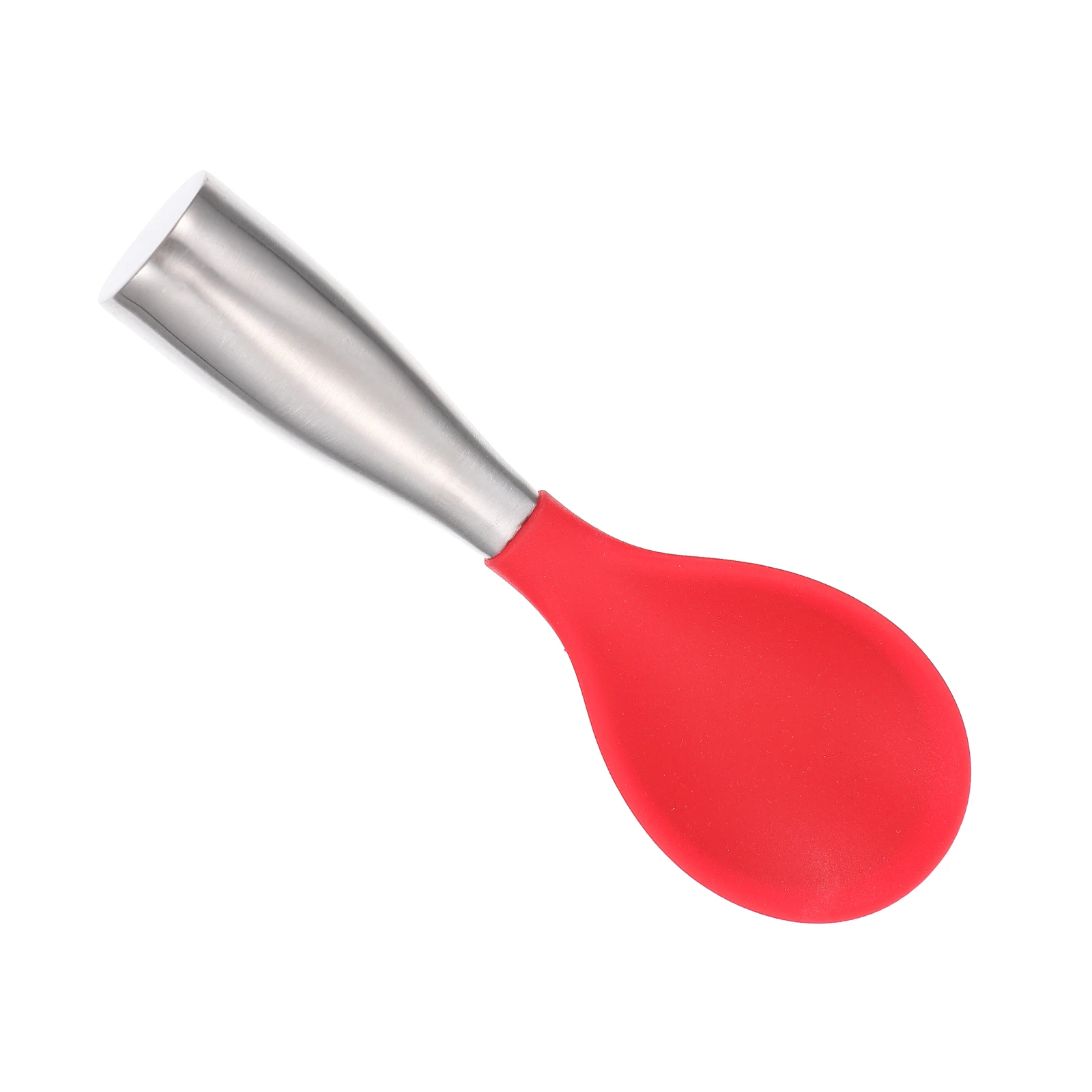 

1Pcs Silicone Rice Spoon Standable Stainless Steel Handle Kitchen Gadget Lightweight for Home Restaurant Hotel Use