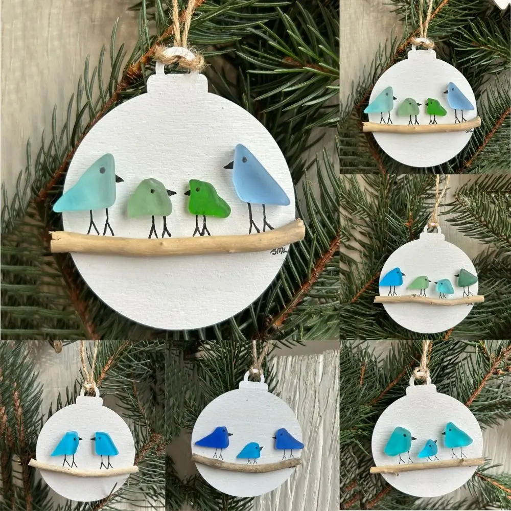 New Wooden Christmas Birds Family Onaments Funny Creative Christmas Pendants Hanging Christmas Tree Hanging Ornaments