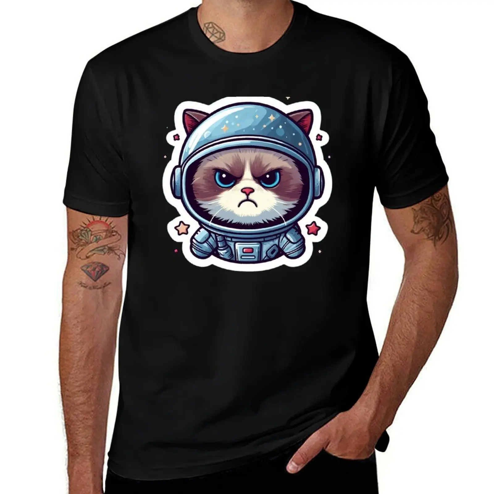 

Space Cat planets T-Shirt tops oversizeds croswit shirt man t shirt for men