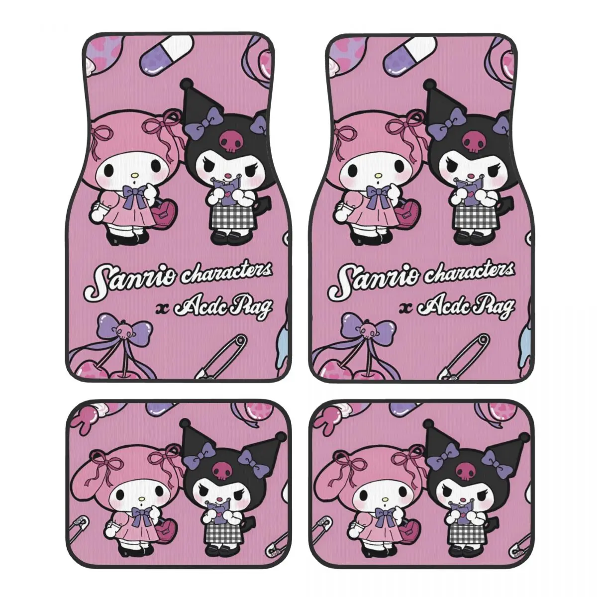 Kuromi y sus amigos My Melody Alfombrillas automotrices para automóviles Juego completo de alfombrillas antideslizantes para camiones y sedanes