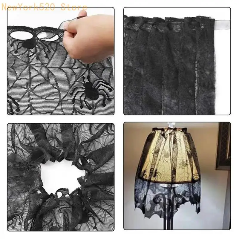 Adjustable Size Laces Lampshade Window Curtain For Lamp Shade Privacy Sheer Fabric Curtain for Family Friendly Space N84C