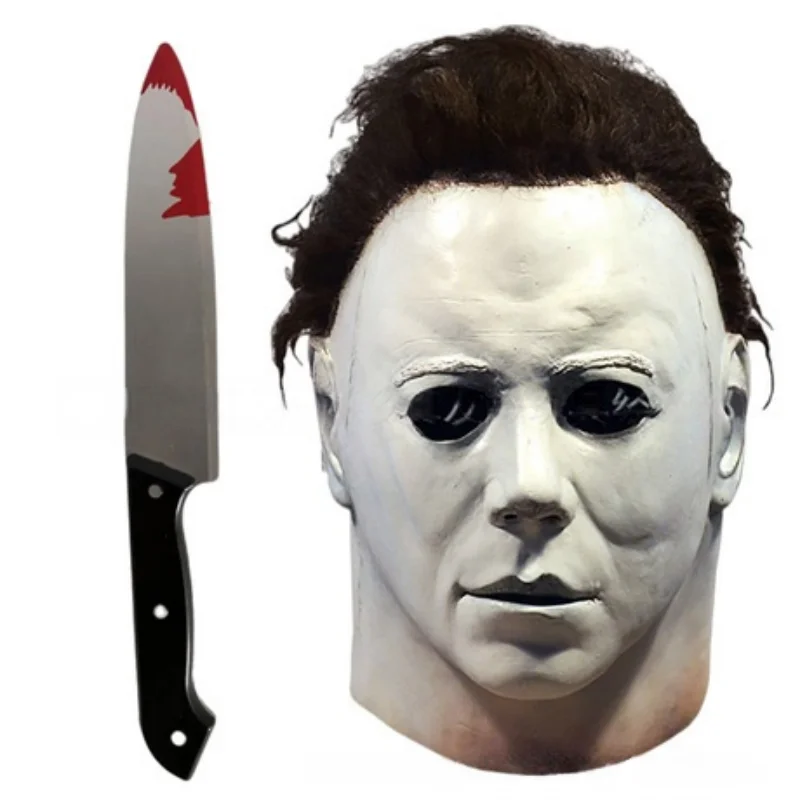 Maschera di Michael Myers per Cosplay di Halloween, Maschera Spaventosa in Lattice a Testa Intera, Casco per Carnevale e Feste in Maschera, Accessori per Costumi