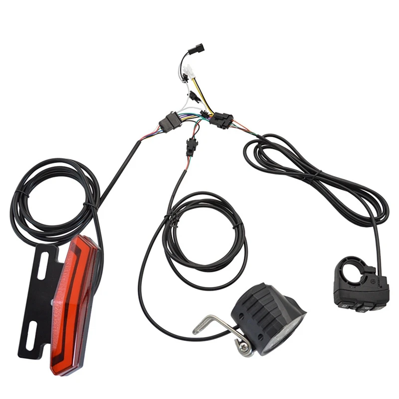 Top-E-Bike Front Brake Rear Light Set 24/36/48V Bike Rack Lamp With Horn Headlight Switch Electric Bike Tail Light