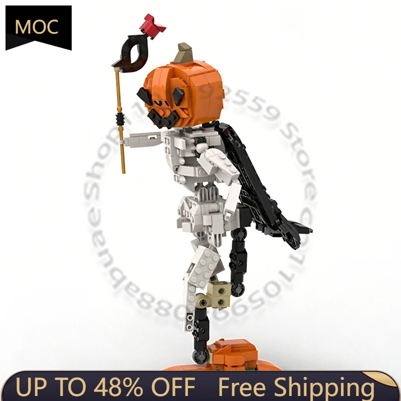 

Набор из 486 деталей: Скелет с тыквенной головой 31129, модульный конструктор MOC, креативный дизайн, игрушка-конструктор DIY, подарок на день рождения