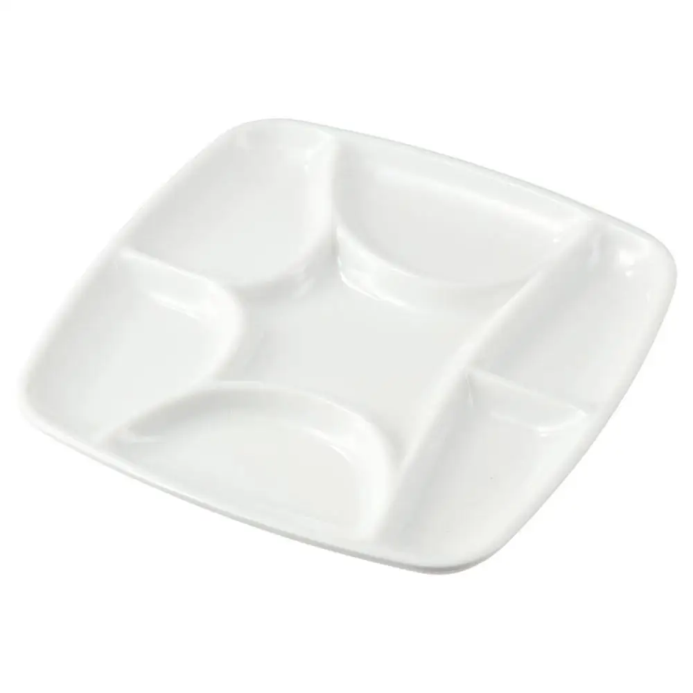 White 7-Will Square Paint Palette Imitation Porcelain 15*15*1.3cm White Ceramic Artist Paint Palette