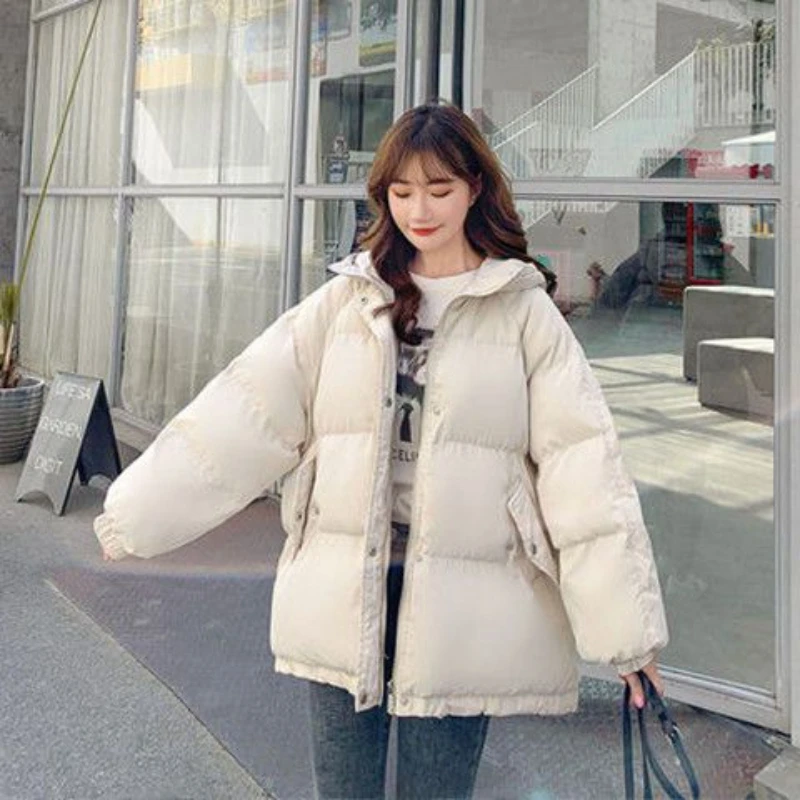 

New Short Winter Jacket Women Warm Hooded Down Cotton Jacket Parkas Female Casual Loose Outwear Korean Cotton-padded Winter Coat