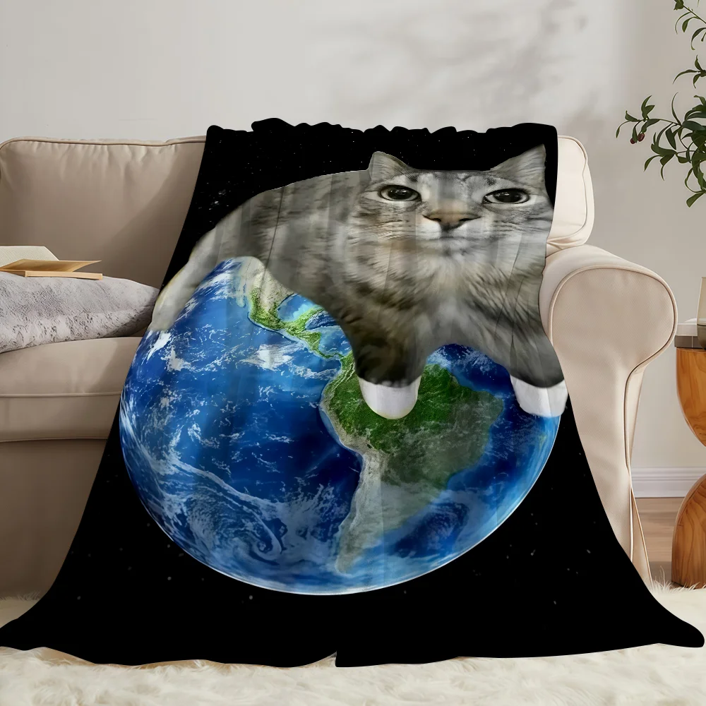 Cat Meme Fire Boom Blanket Soft Warm And Thick Perfect For Bedroom Living Room Bed Sofa Camping Picnic Office Gift