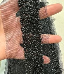 Black Beaded Lace Ribbon Garment Sewing Accessories Tape For Clothing Wedding Dress Collar Cuff DIY Crafts Needlework Applique