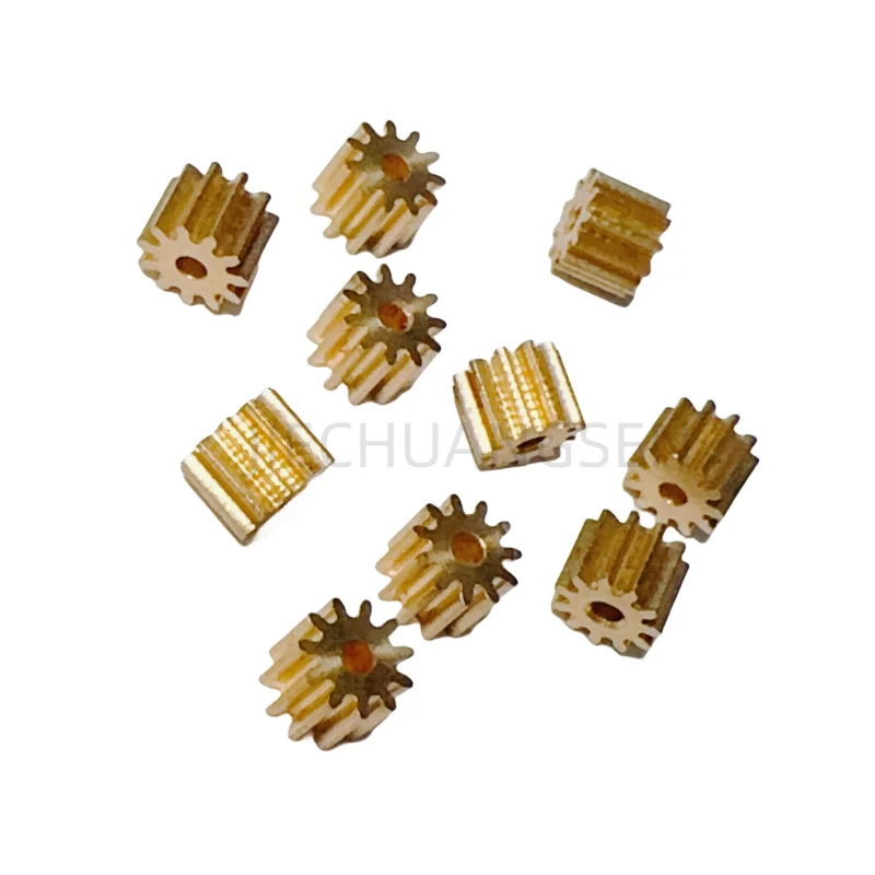 10PCS/LOT 0.4M 11T Copper Gear 1.48 1.5 1.98 2mm Hole Shaft Outer Diameter 5.2mm Thickness 4 mm