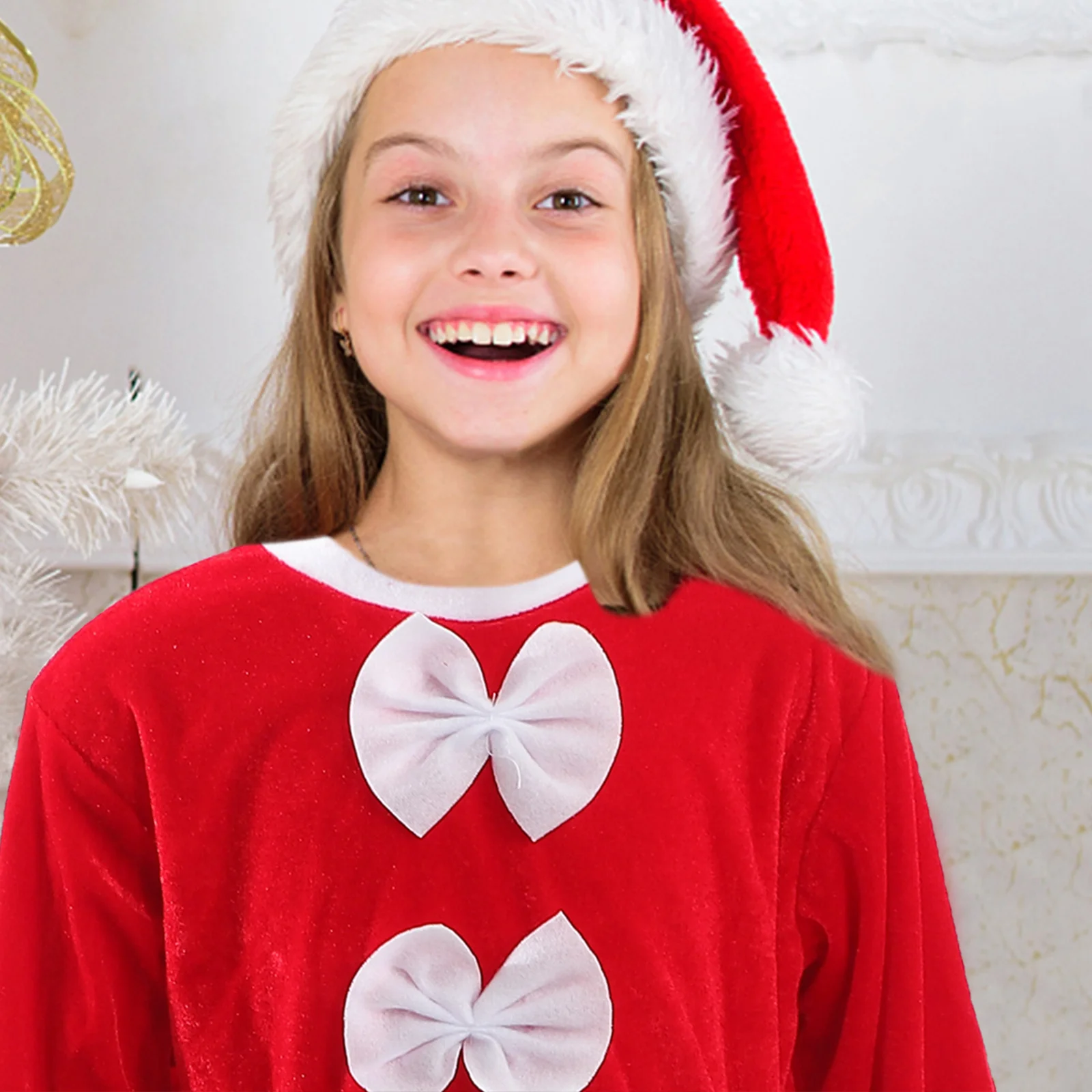 Children Christmas Elf Costume 130cm High Quality Comfortable Fabric Xmas Party Dress Girl Holiday Clothing Bright Color