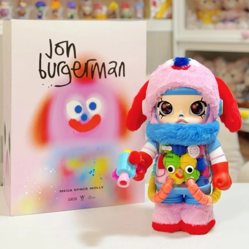 

MEGA SPACE MOLLY 400% X Jon Burgerman Action Figures Colorful Pop Mart Anime Statue Model Room Decoration Collectible Toys Gift