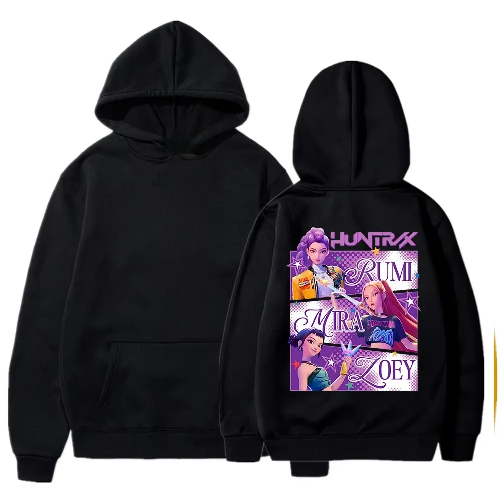 Damen-Kapuzenpullover, Kpop Demon Hunters-Muster, Kapuzenpullover, Street-Fashion-Sweatshirt, warmer und bequemer Stil