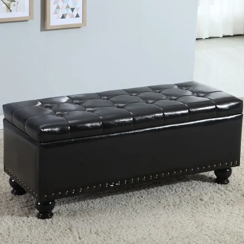 European Bedside Sofa Ottomans Bench for Sitting Shoe Changing Stool Shoe Cabinet Storage Fitting Room Solid Wood Storage Box