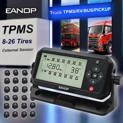 EANOP 16-26 Wheels Truck TPMS Tire Pressure Monitoring System with Digital LCD displayer External Sensors Max 14BAR/203PSI