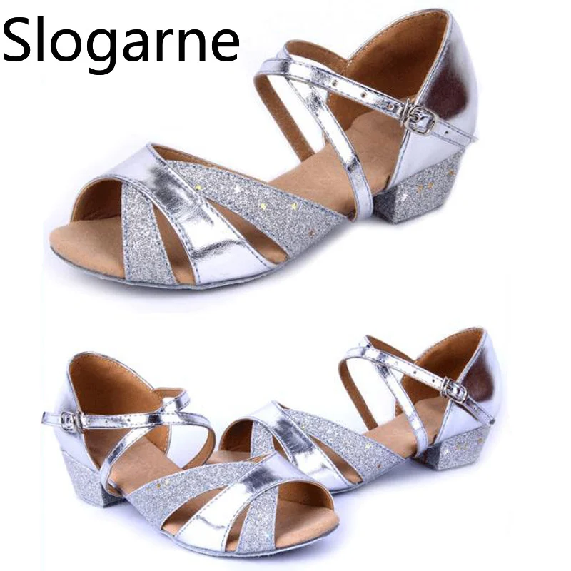 Women New 3.5CM Low Heels Modern Dance Sandals Girls Tango Jazz Latin Waltz Ballroom Dance Shoes Female Stage Gold Latin Shoes