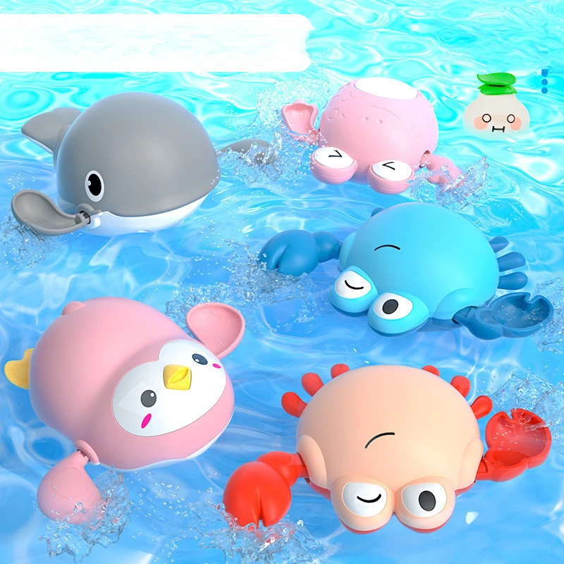 Baby Bath Toys Bathing Cute Swimming Cartoon Animals Pool Beach Classic Chain Clockwork Water Toy for Kids Water Playing Toys