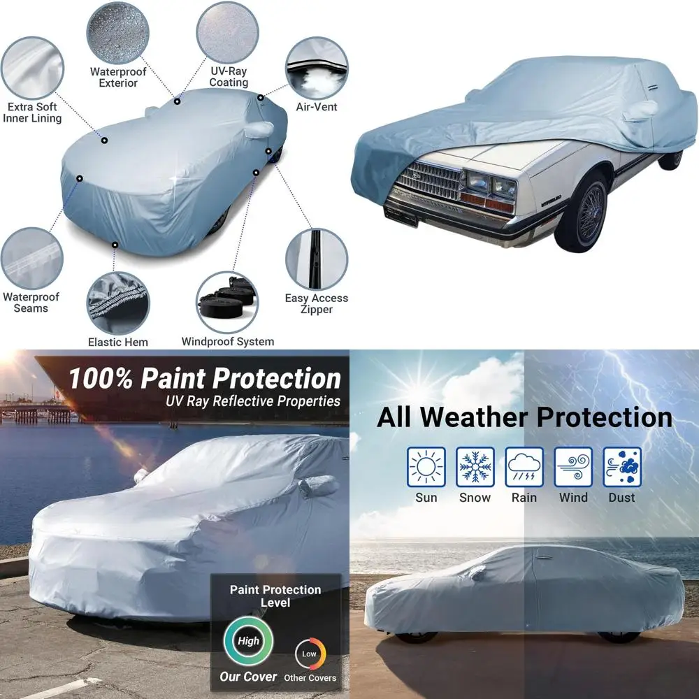 

Heavy-Duty Waterproof Car Cover for 1982-1990 Models with UV Protection, Straps, and Storage Bag