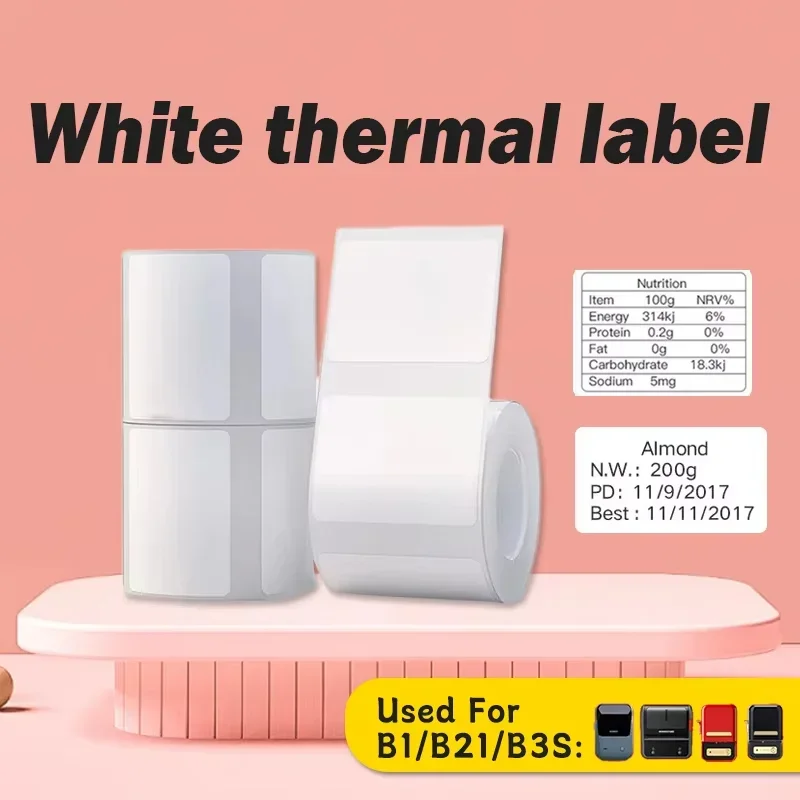 White Thermal Label Adhesive Transparent Paper Waterproof For M200/M120/E210/P50/M110 For Office Home Kitchen School POS Receipt