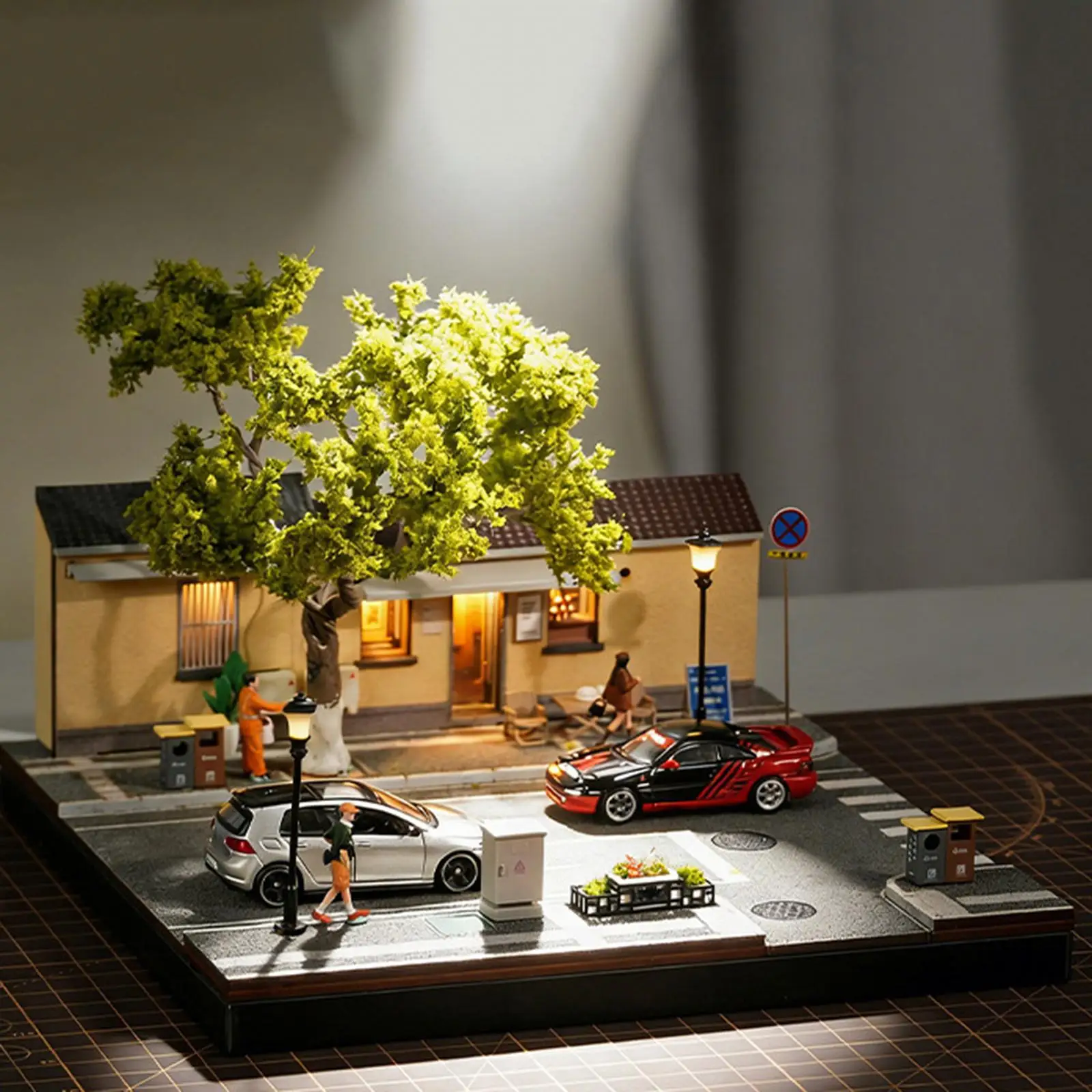 

Витрина для моделей автомобилей 1/64, диорама «Уличное кафе», декор для микроландшафта, реквизит для фотосъемки, органайзер, демонстрационный бокс, миниатюрная сцена-модель