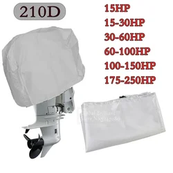 Motor Engine Boat Cover 15-250HP 210D Waterproof Yacht Half Outboard Anti UV Dustproof Cover Marine Engine Protector Canvas