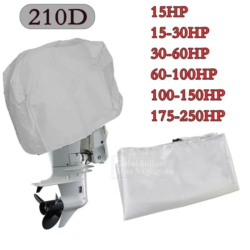 Motor Engine Boat Cover 15-250HP 210D Waterproof Yacht Half Outboard  Anti UV Dustproof Cover Marine Engine Protector Canvas