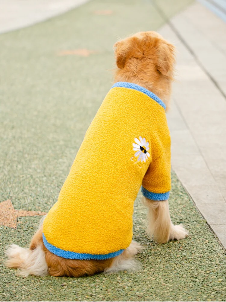 Clothes For Large Medium Dogs Yellow Polar Fleece Coats Sweater Samoyed Daisy Boy Apparels Knitwear Oversize Wear Spring Winter