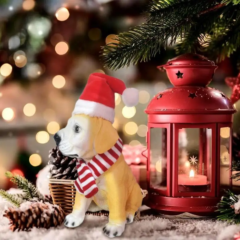 

Christmas Dog Statue Christmas Dog Collectible Figurines Christmas Dog Collectible Figurines For Christmas Indoor Holiday Party