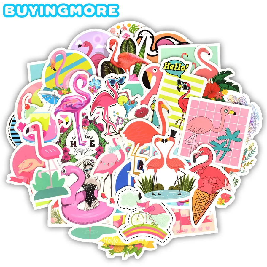 50 PCS Flamingo Animal Sticker for Kids Gift Cute Kawaii Stickers Pack Waterproof Decal Sticker for Laptop Scrapbooking Suitcase