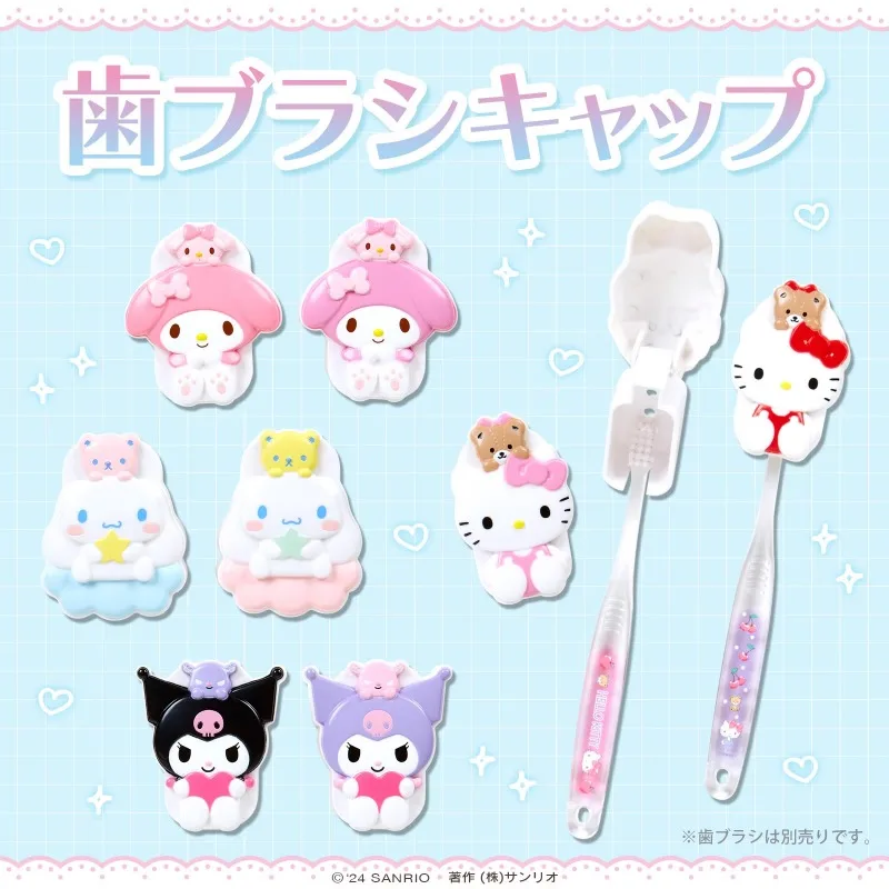 New Sanrio Toothbrush Protective Case Organizer Travel Portable Sleeve Case Cover Melody Kuromi Cinnamoroll Anime Figures Toys