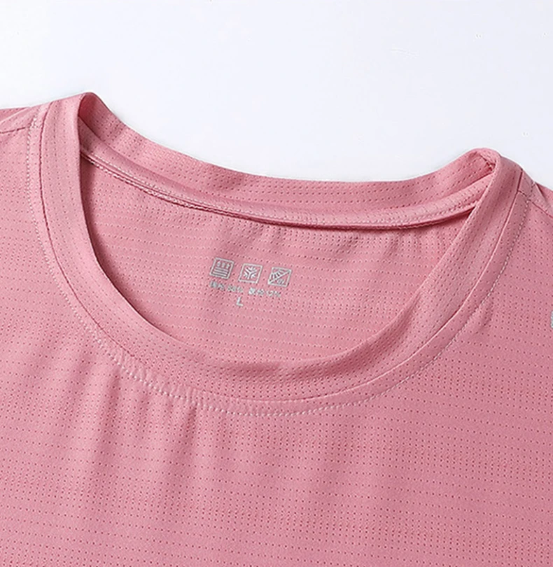 Damen Schnelltrocknende Eisseide Kühlende Reflektierende Hochelastische Atmungsaktive Sport-T-Shirts Fitness-Gym-Workout-Shirt – Detail 6