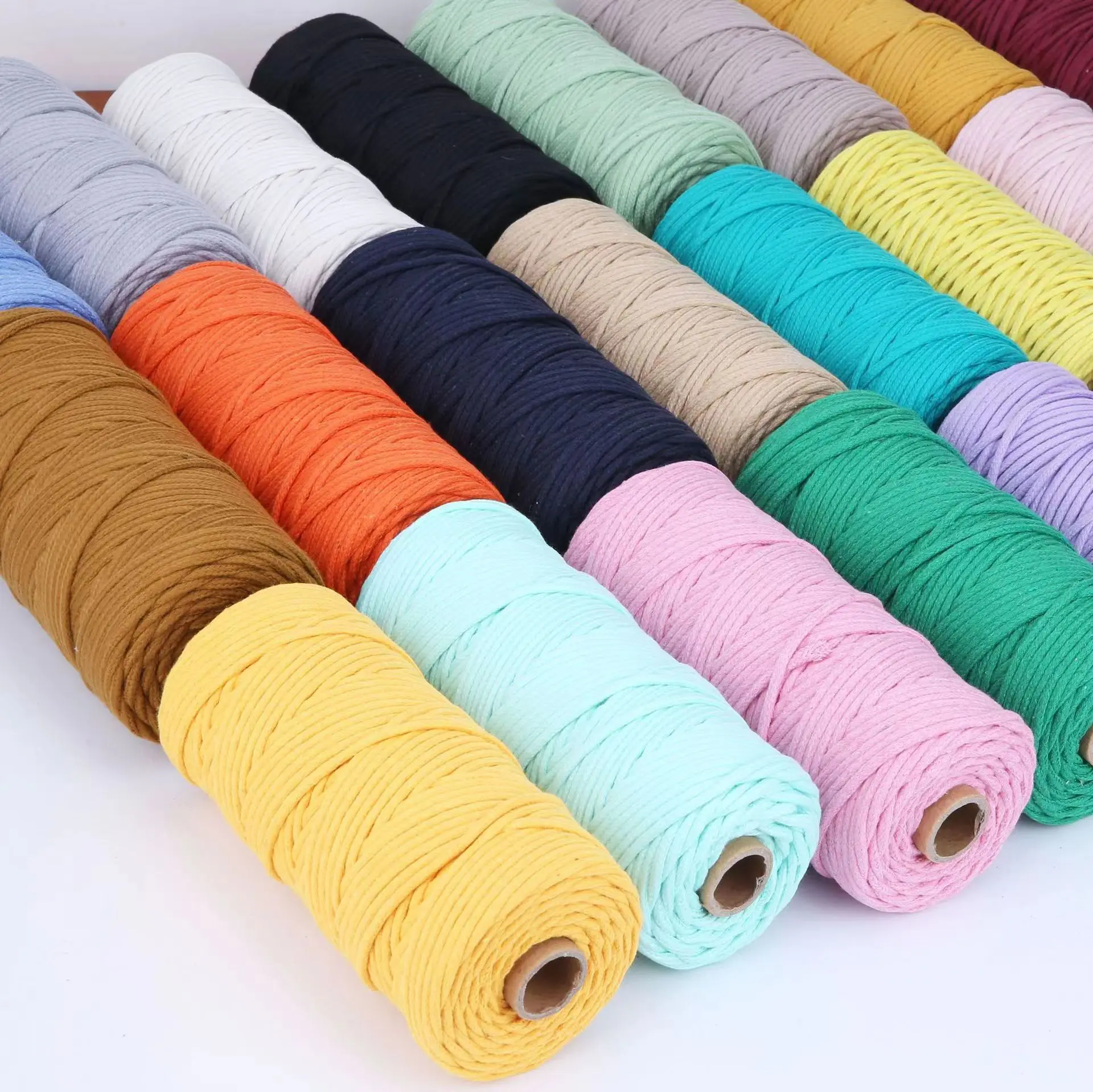 100% Natural Macrame Cord 4mm 11Yards Colored Cotton Rope Craft for DIY Crafts Knitting Plant Hangers Home Decoration